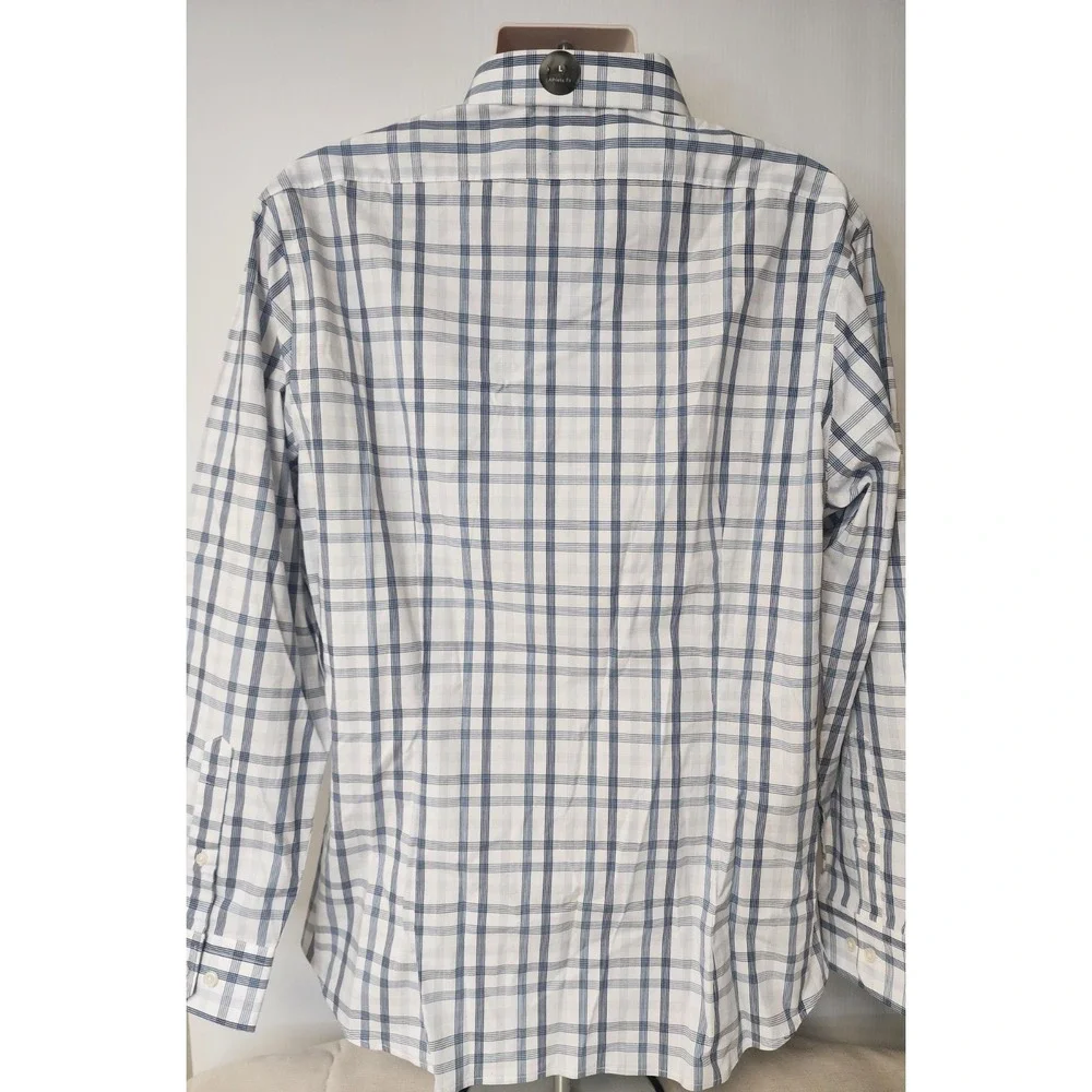 Banana Republic Mens Athletic Fit Blue White‎ Plaid Shirt Large NWT